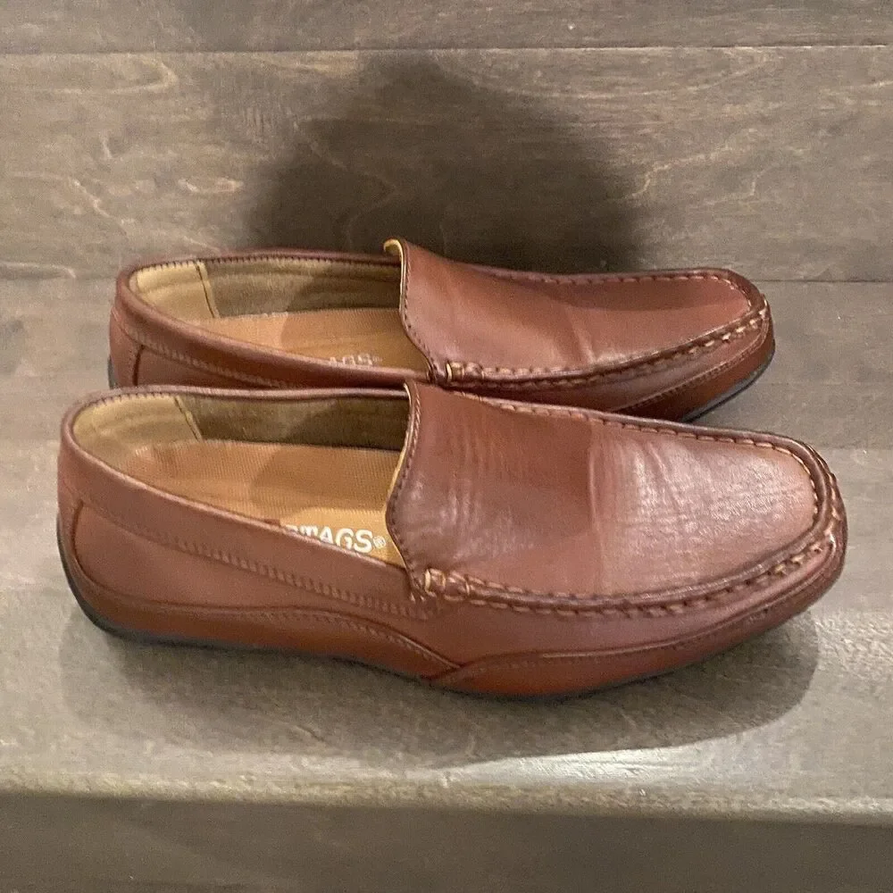 Deer Stags Loafer Men 8 M Cognac Brown Slip On Memory Foam Faux Leather Comfort